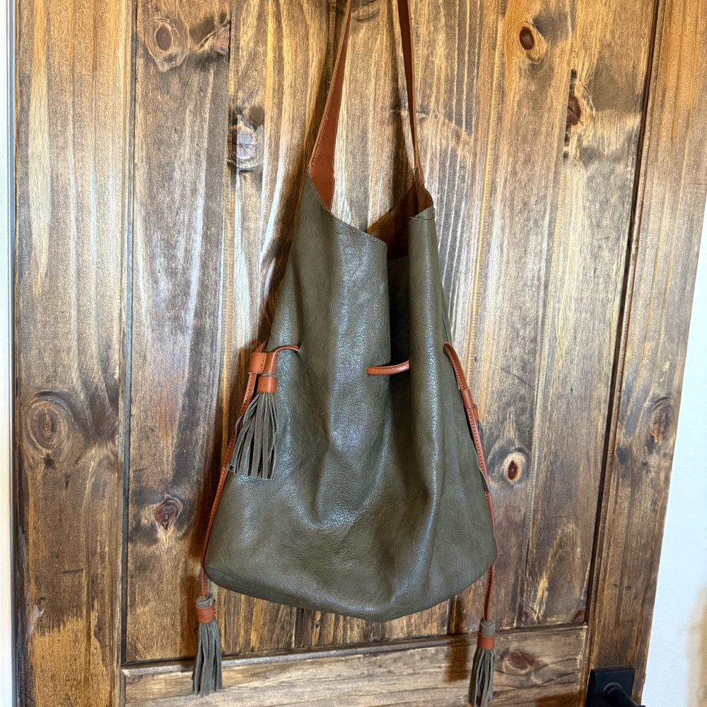 Lucky Brand Olive Leather Hobo Bag